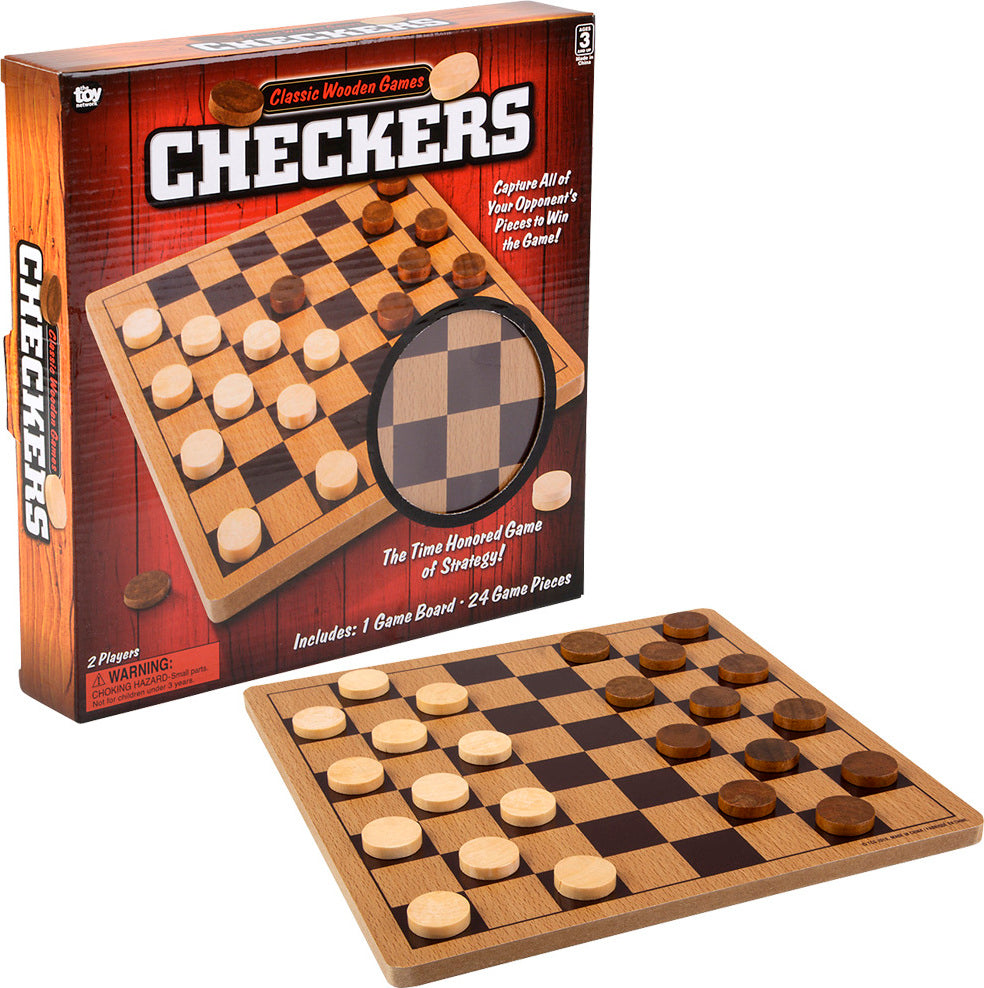 Wooden Checkers Board Game